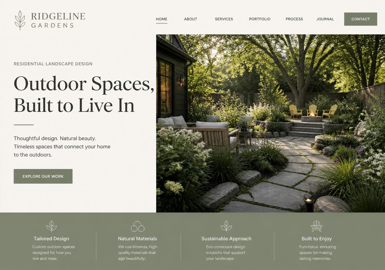 Website design for Ridgeline Gardens