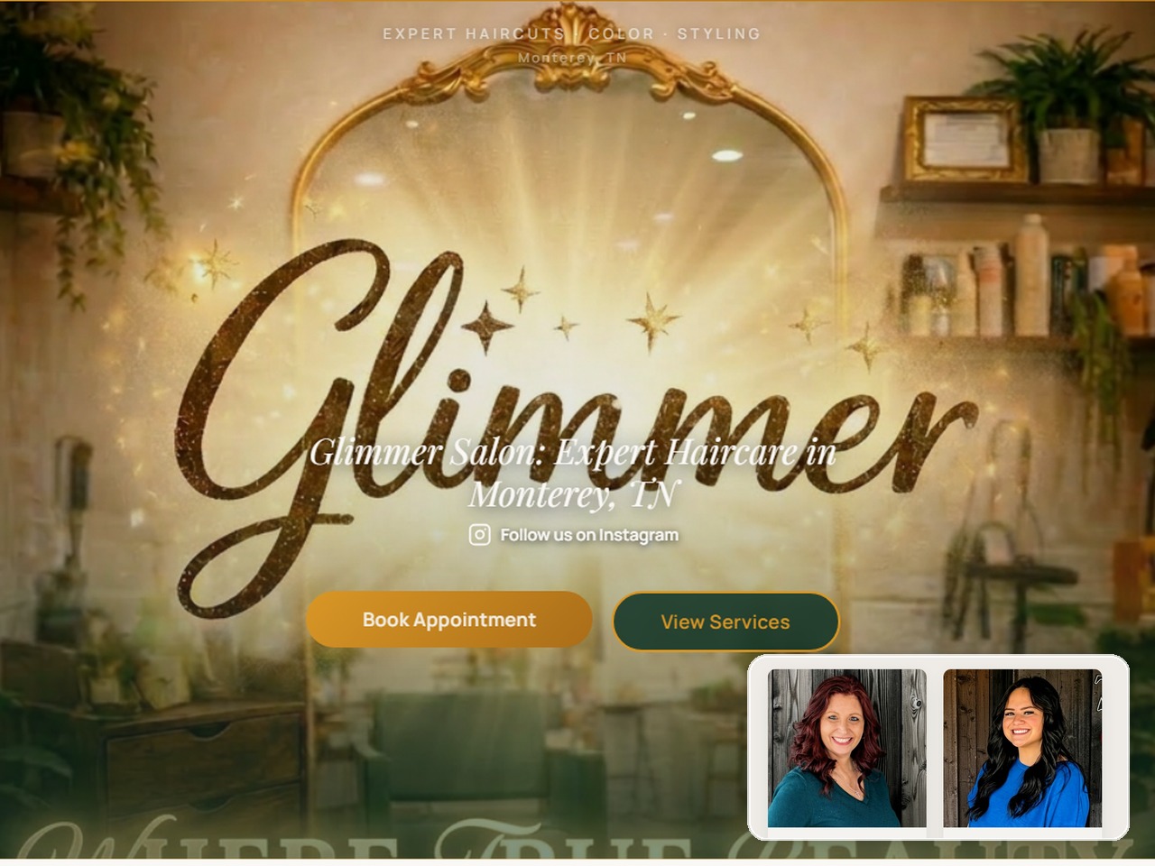 Website design for Glimmer Salon
